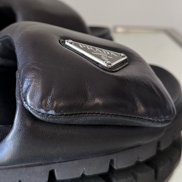 EUC Prada Soft Padded Nappa Leather Slides $1,020 36.5 - Picture 4 of 14